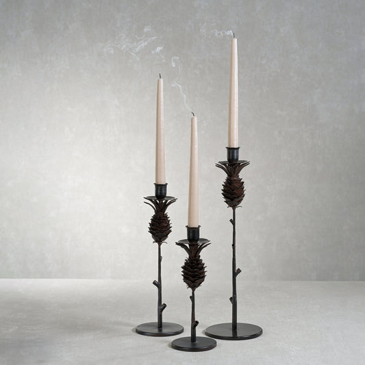 Pine Cone Design Wrought Iron Candle Holder