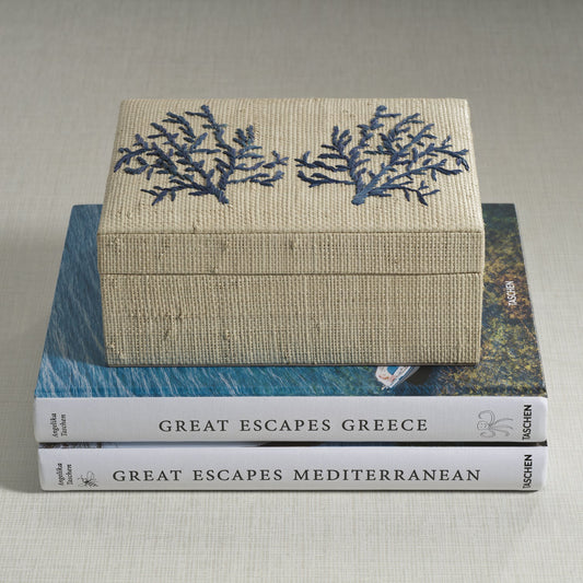 Coral Lagoon Natural Fiber Raffia Box
