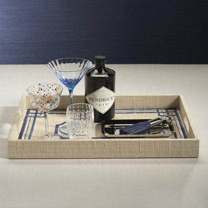 Pattern Natural Fiber Raffia Serving Tray