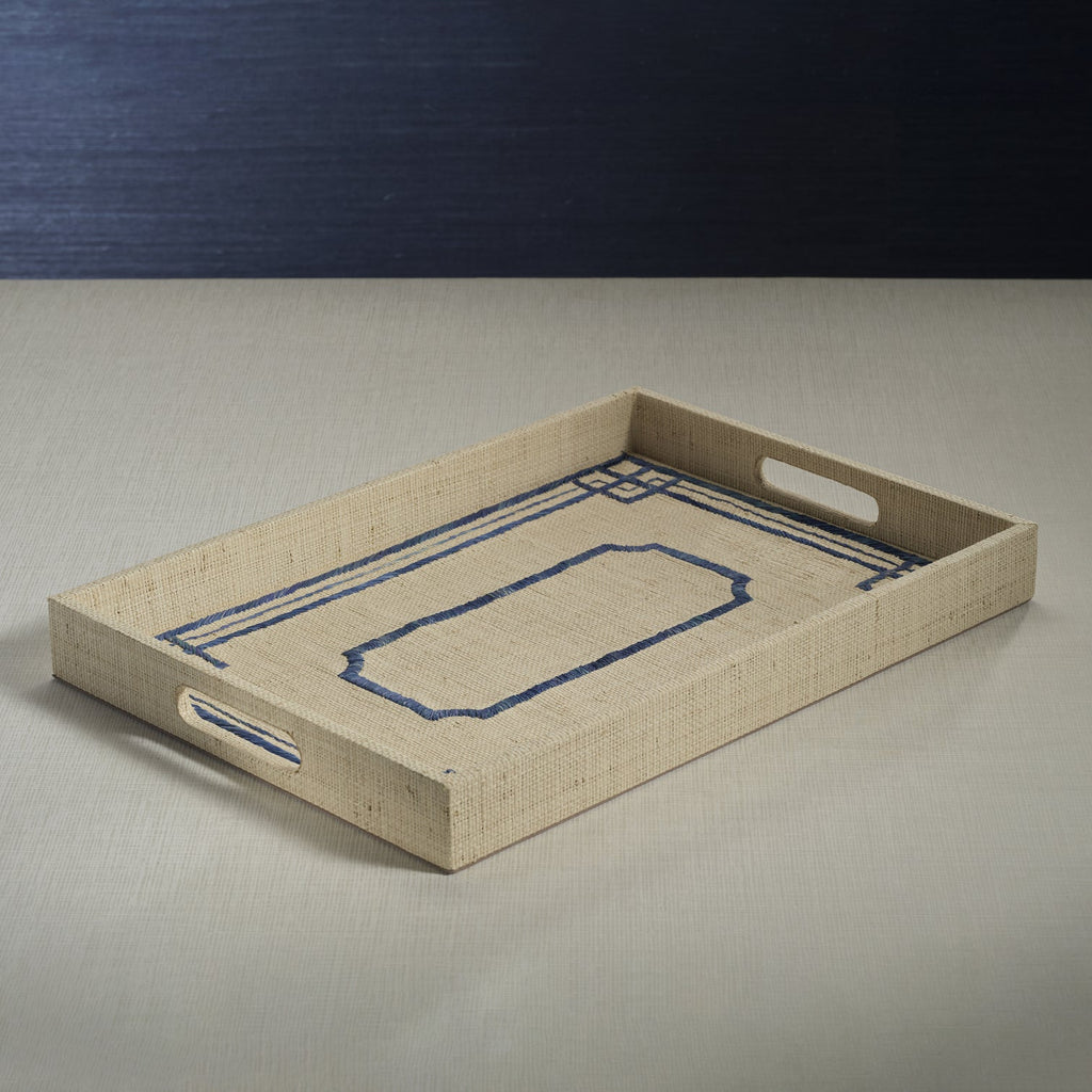 Pattern Natural Fiber Raffia Serving Tray - Trays by Carlyle Avenue