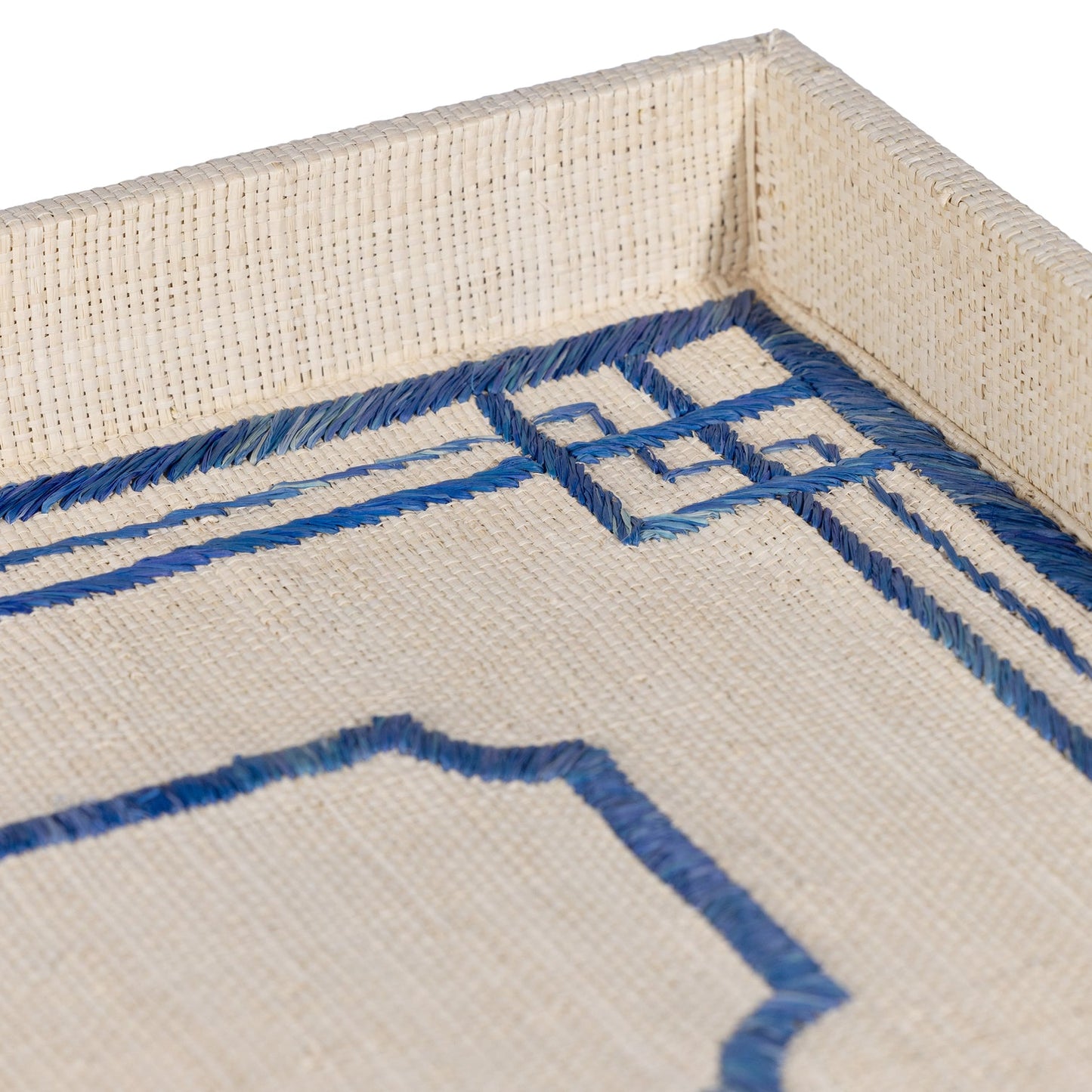 Pattern Natural Fiber Raffia Serving Tray