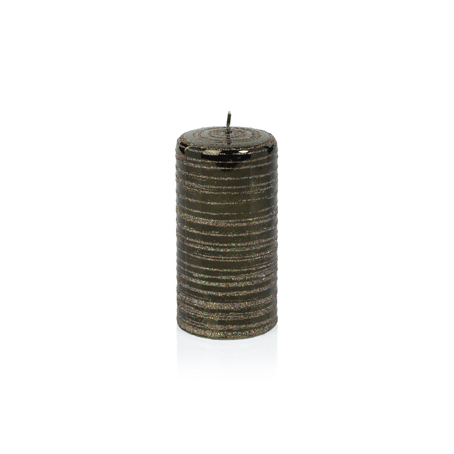 Metallic Pillar Candle - Metallic Green & Gold Glitter - Candles by Carlyle Avenue