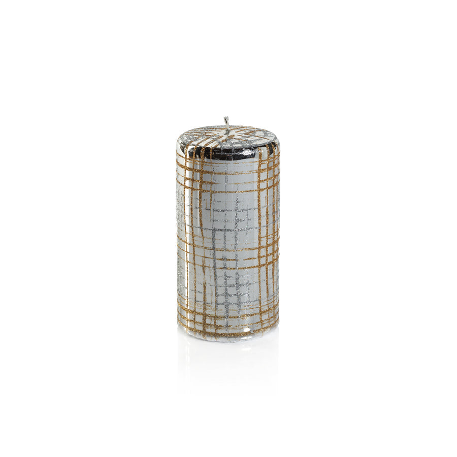 Metallic Pillar Candle - Metallic Silver & Gold Glitter - Candles by Carlyle Avenue