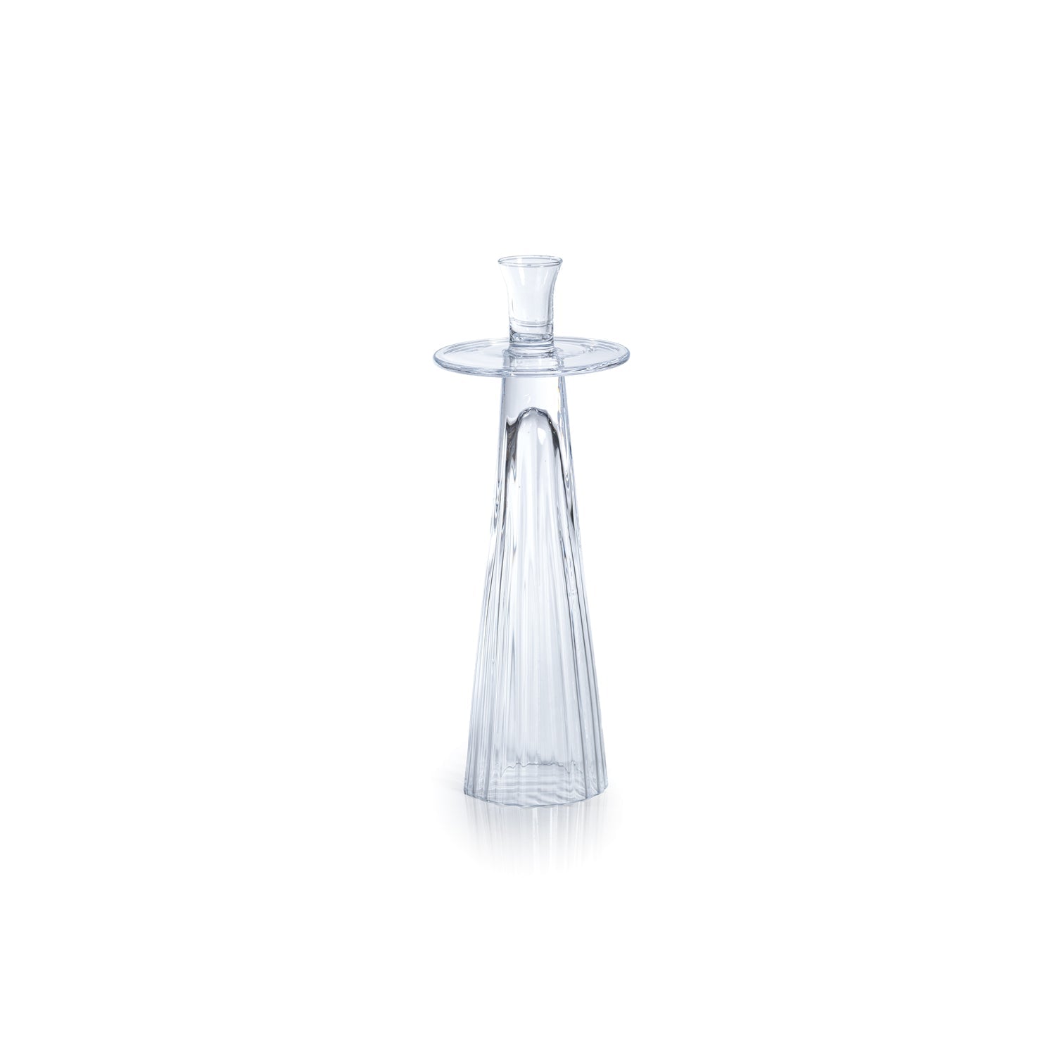 Tall Ribbed Glass Taper Holder