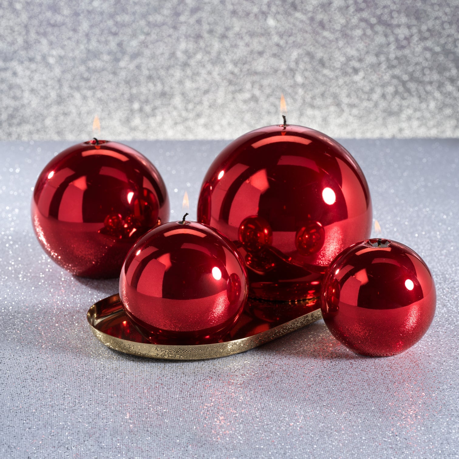 Metallic Ball Candle - Matte Pearl Red