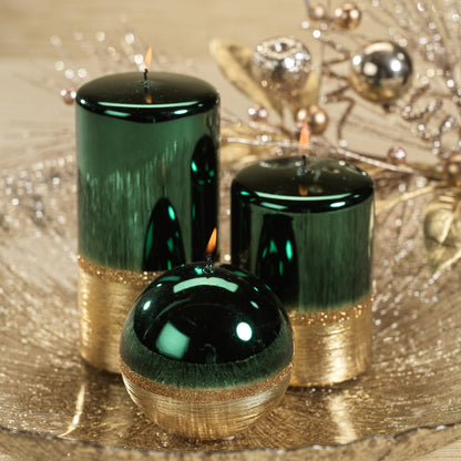 Metallic Candle - Green with Gold - Candles by Carlyle Avenue