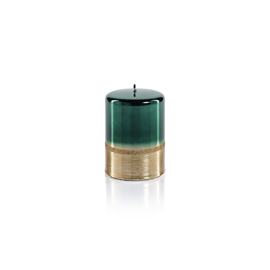Metallic Pillar Candle - Green/Gold (Set of 6)