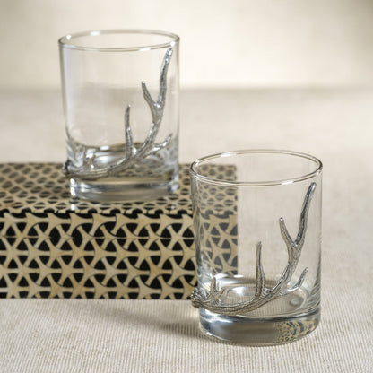 Davos Glassware with Pewter Antler Collection - Glassware by Carlyle Avenue