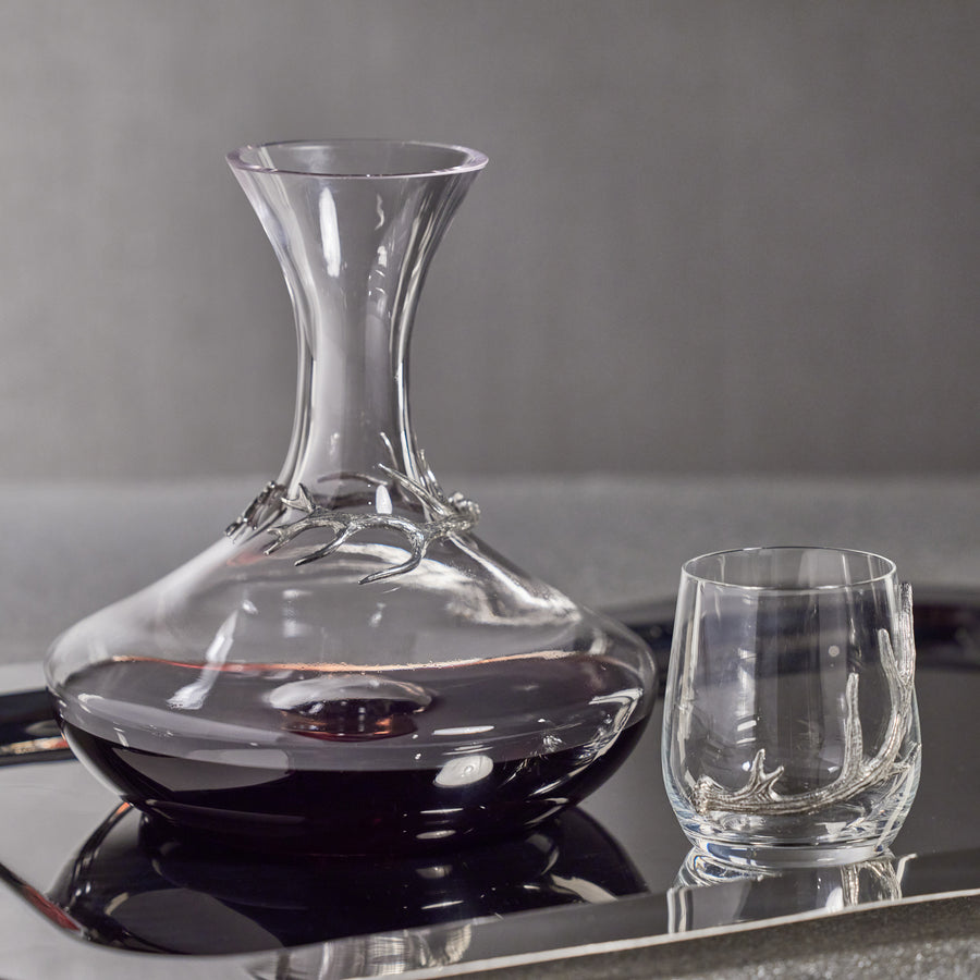 Davos Glass Wine Decanter with Pewter Antler - Decanter by Carlyle Avenue