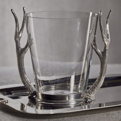 Davos Glass Wine and Champagne Bucket with Pewter Antler Handles - Barware by Carlyle Avenue