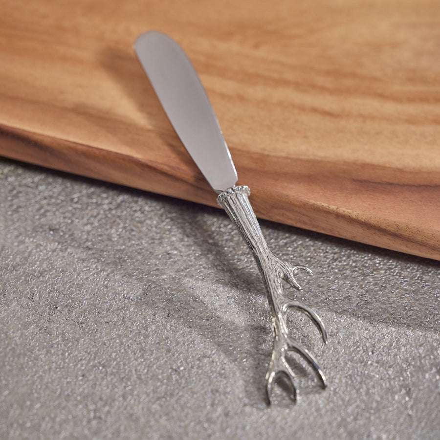 Davos Antler Design Pewter Butter and Cheese Knife - Silver
