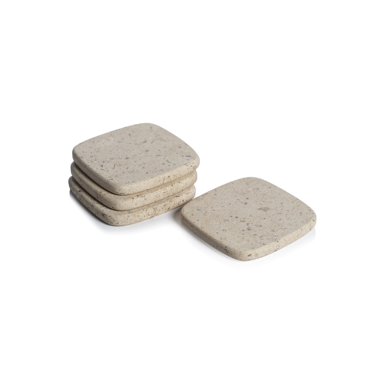 Set of 4 Travertine Stone Coasters