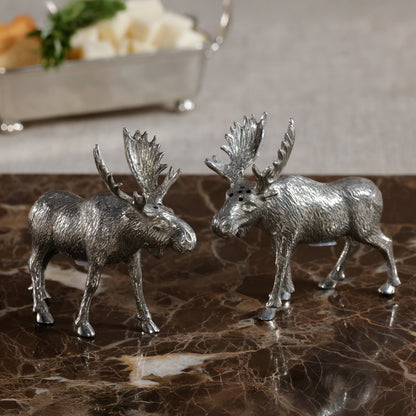 St. Anton Pewter Moose Design Salt and Pepper Shakers