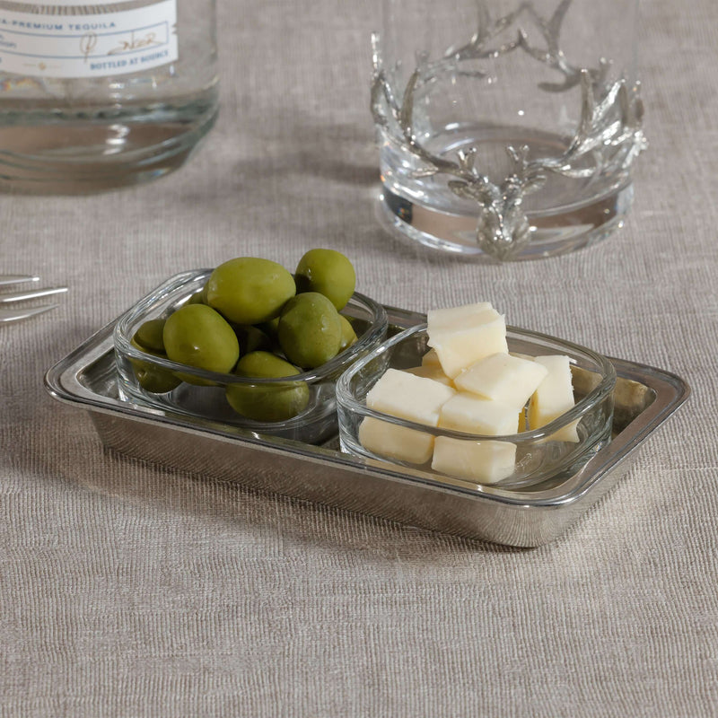St. Moritz Pewter and Glass Double Condiment Set - Serveware by Carlyle Avenue