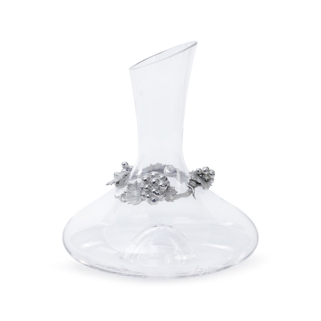 St. Anton Glass Wine Decanter with Pewter Grapevine Trim