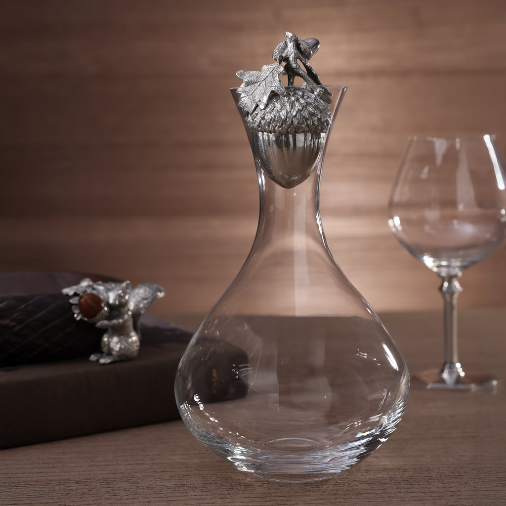 St. Anton Glass Decanter with Pewter Acorn Stopper