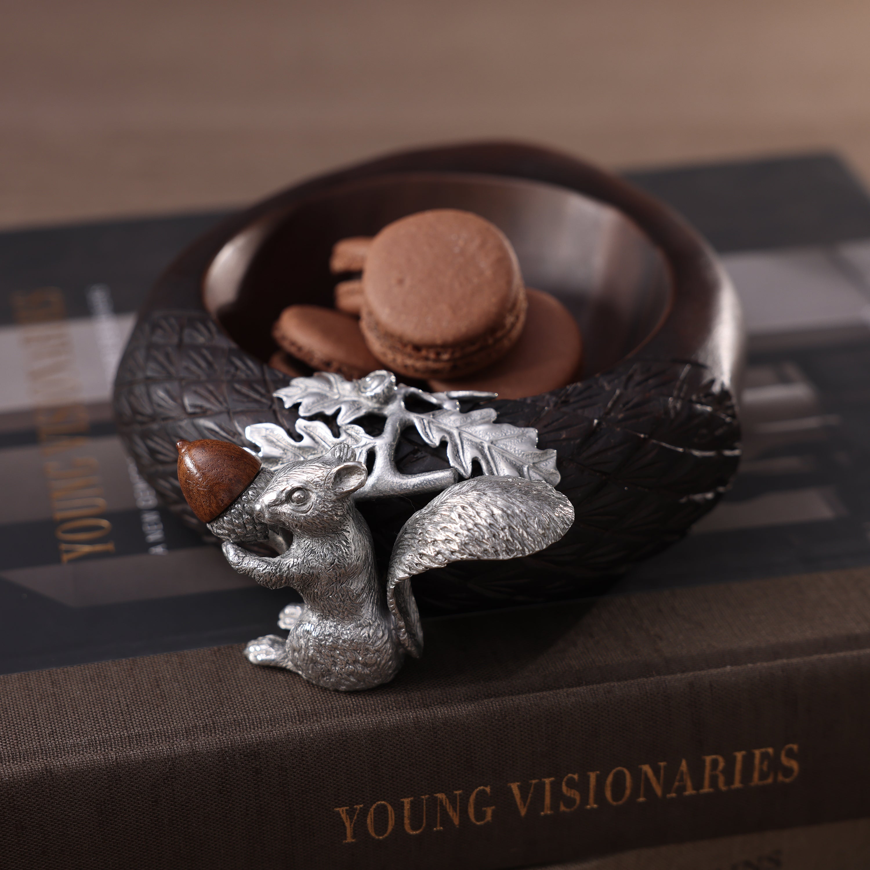 St. Anton Wood Nut Bowl w/Pewter Squirrel