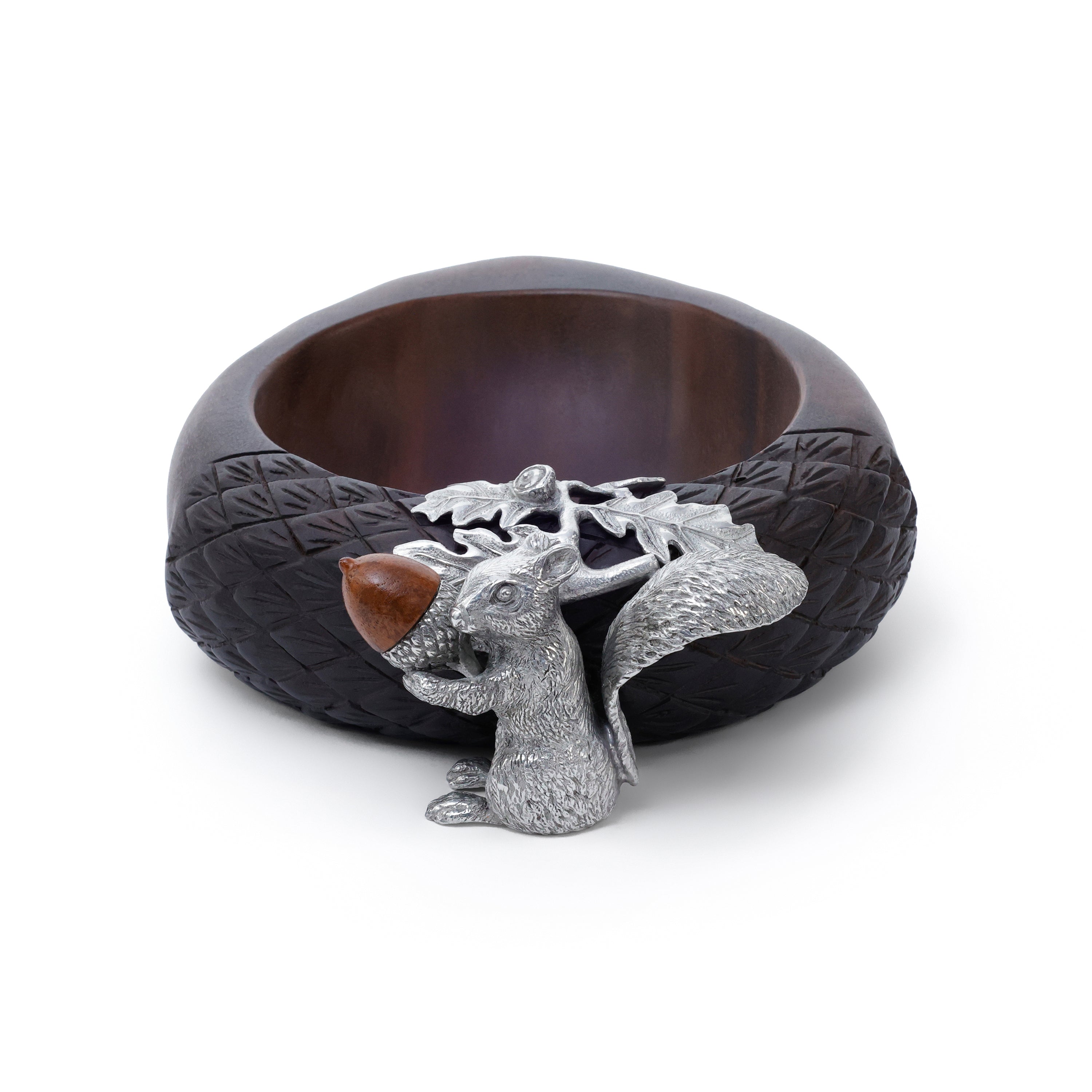 St. Anton Wood Nut Bowl w/Pewter Squirrel