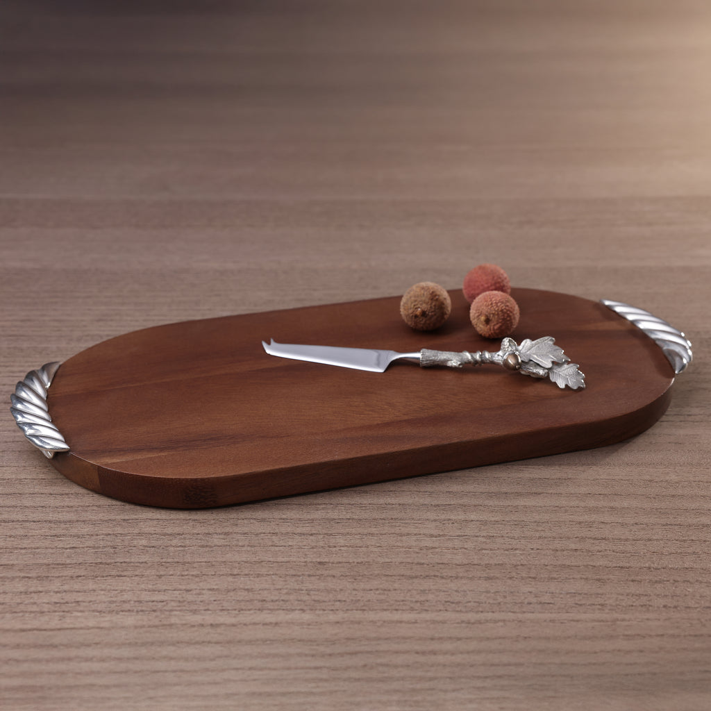 St. Anton Oval Wood Cheese & Charcuterie Board w/Pewter Cheese Knife
