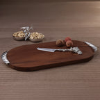 St. Anton Oval Wood Cheese & Charcuterie Board w/Pewter Cheese Knife