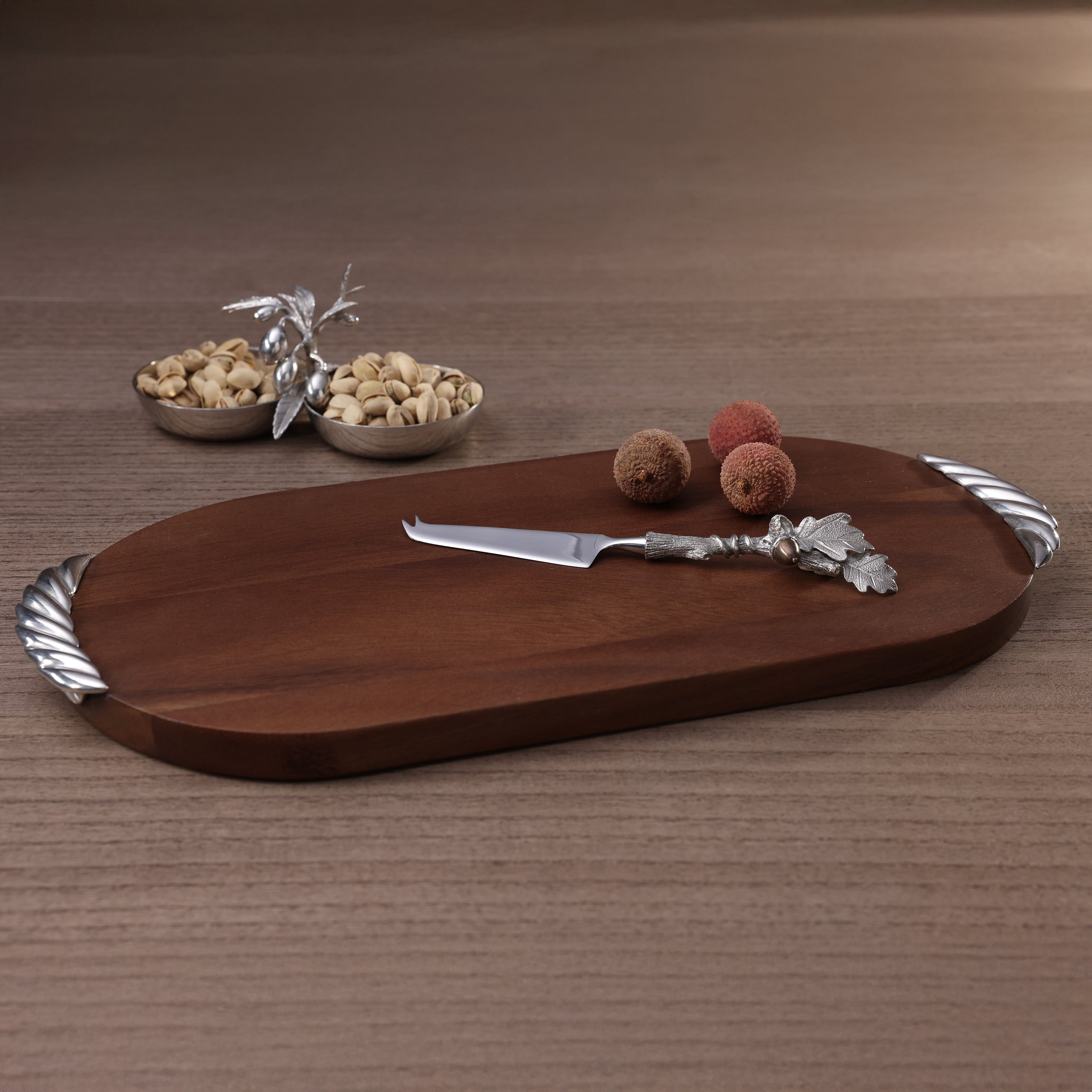 St. Anton Oval Wood Cheese & Charcuterie Board w/Pewter Cheese Knife