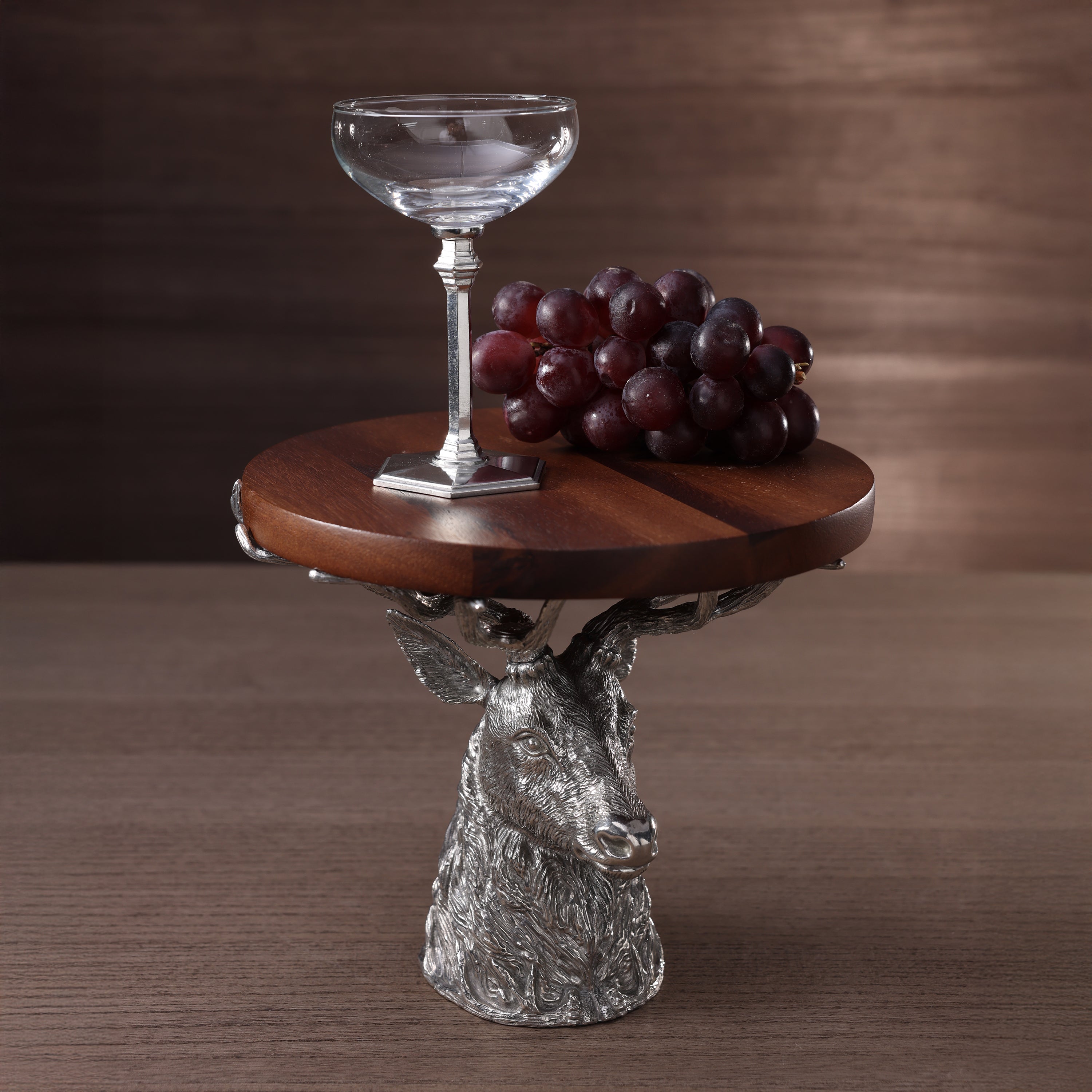 St. Anton Wood Cheese/Charcuterie Board on Pewter Stag Head