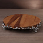 St. Anton Wood Cheese and Charcuterie Board on Pewter Stag and Antler Base
