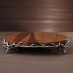 St. Anton Wood Cheese and Charcuterie Board on Pewter Stag and Antler Base
