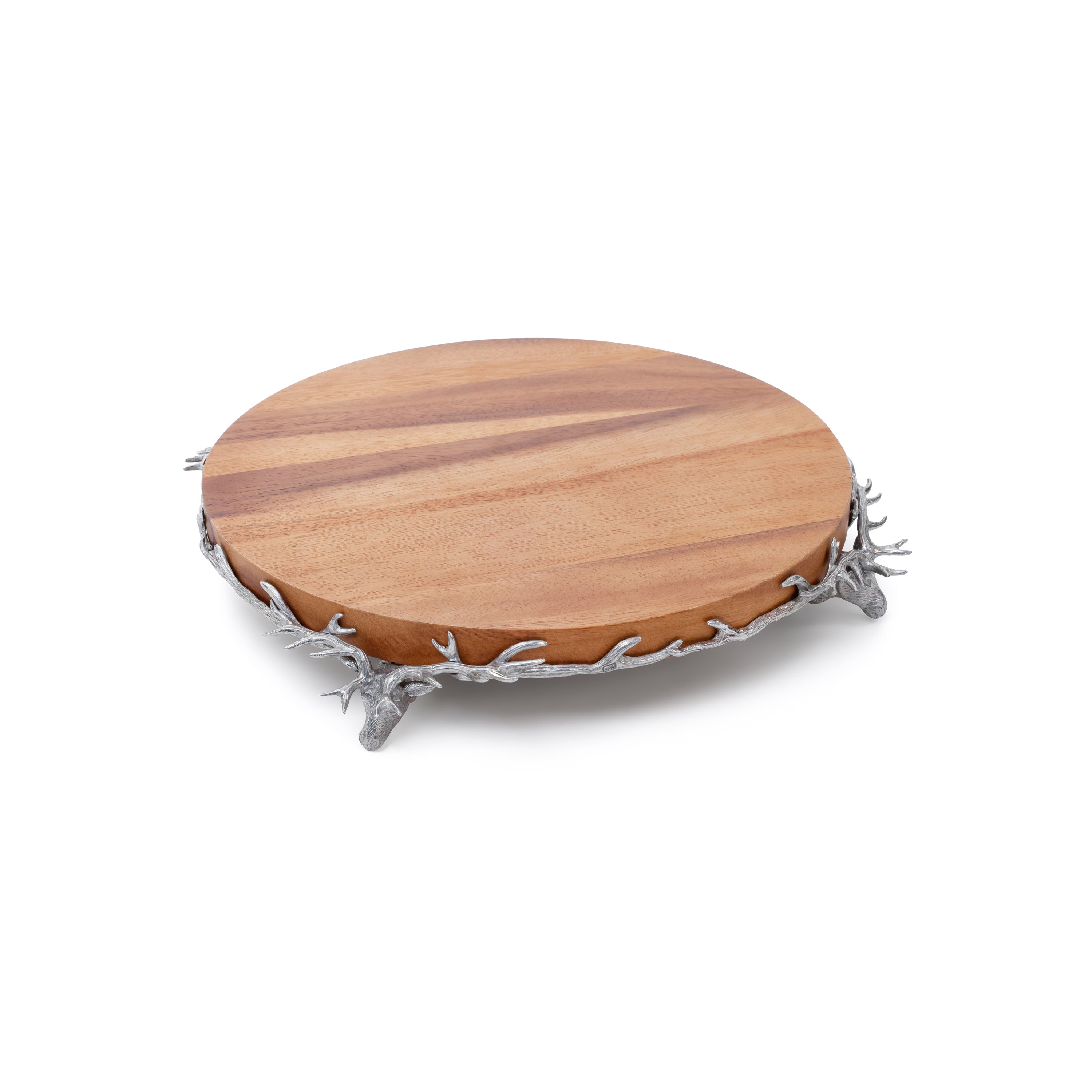 St. Anton Wood Cheese and Charcuterie Board on Pewter Stag and Antler Base