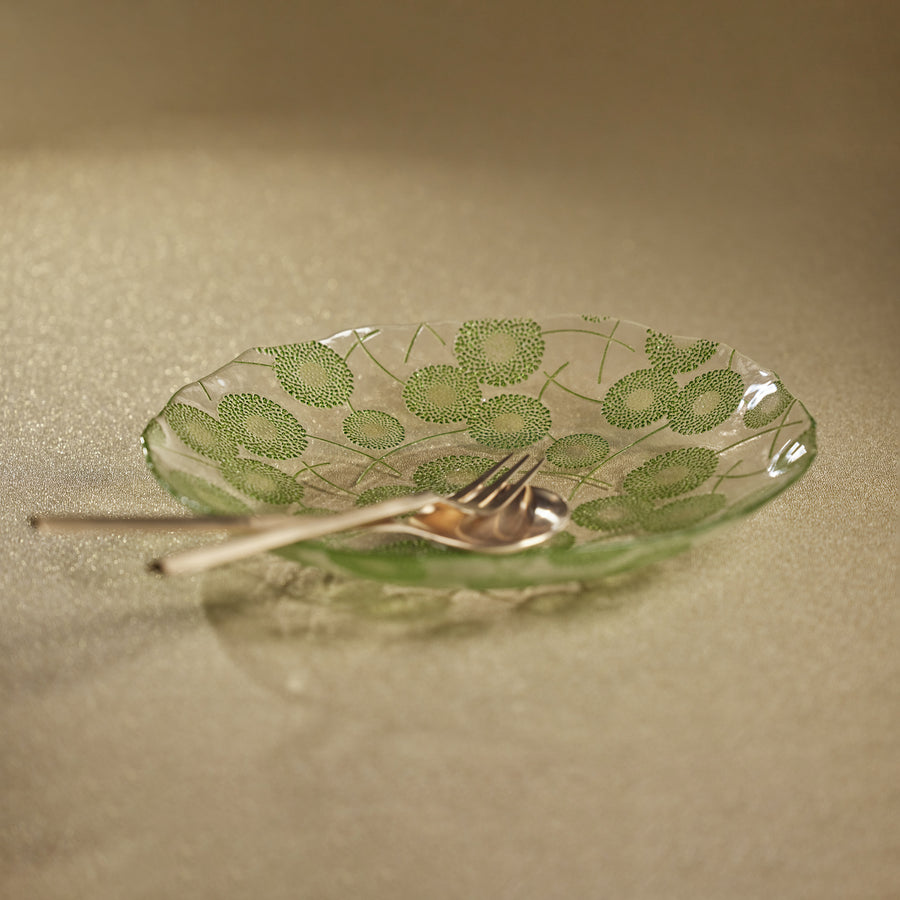 Dandelion Luster Glass Serving Bowl - Green