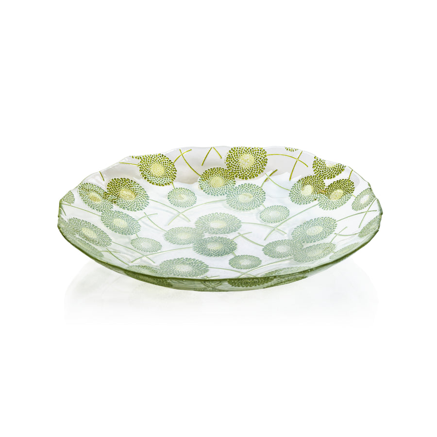 Dandelion Luster Glass Serving Bowl - Green