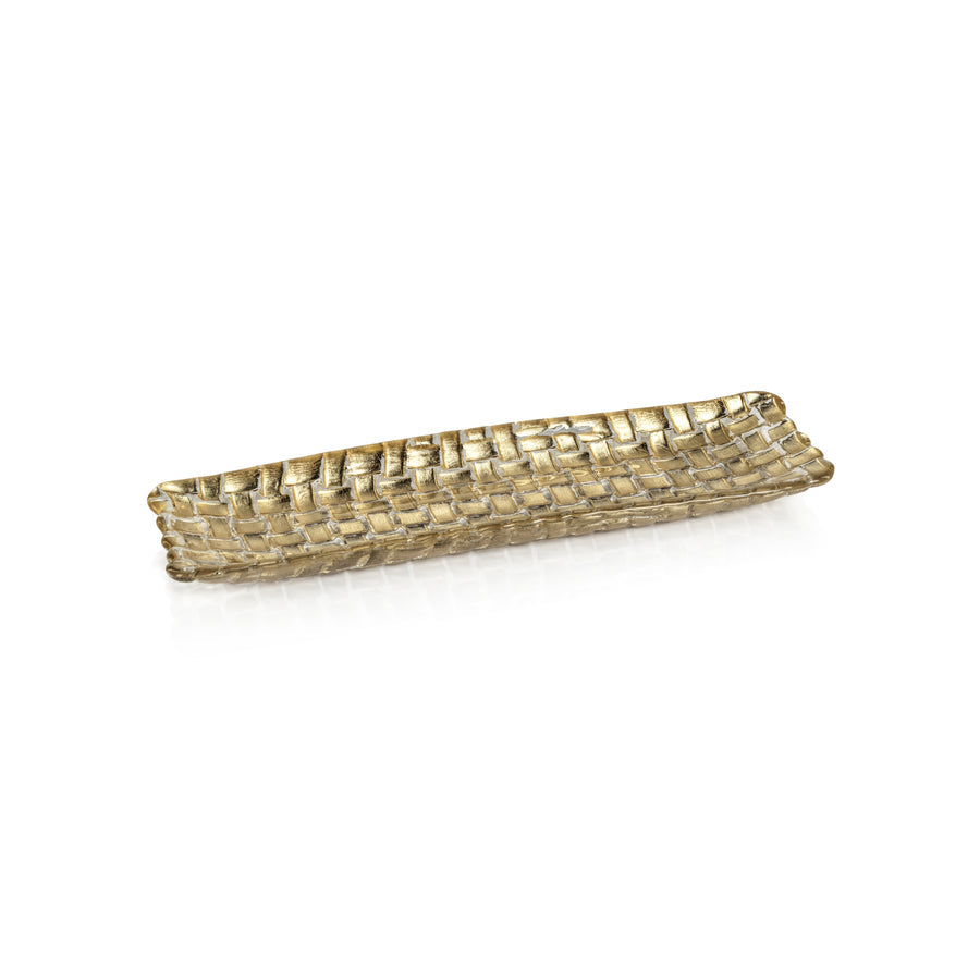 Gold Braided Rectangular Glass Plate, Set of 6 - Tableware by Carlyle Avenue