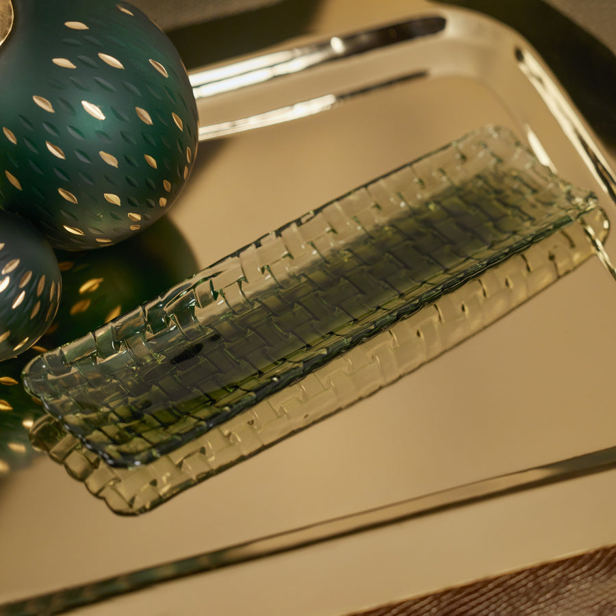 Braided Rectangular Glass Plate - Green – CARLYLE AVENUE
