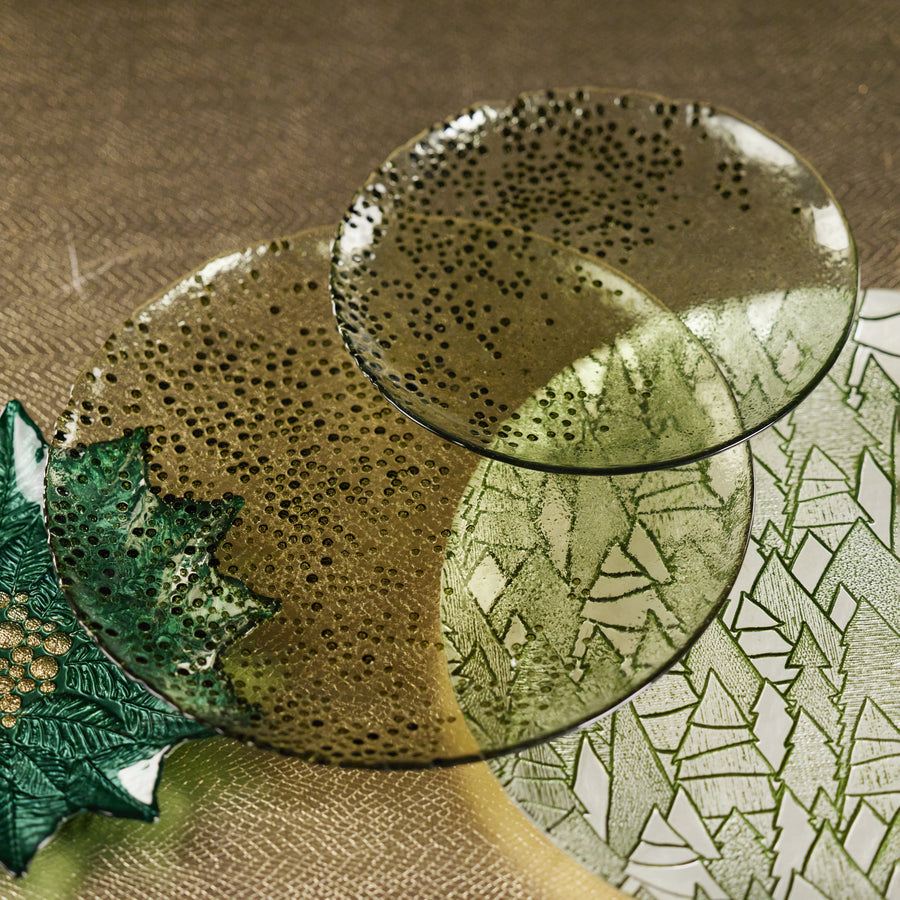 Dotted Glass Plate - Green