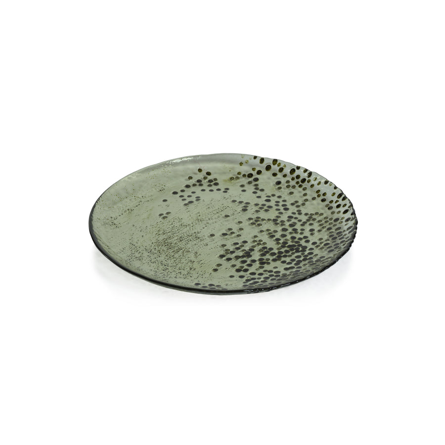 Dotted Glass Plate - Green