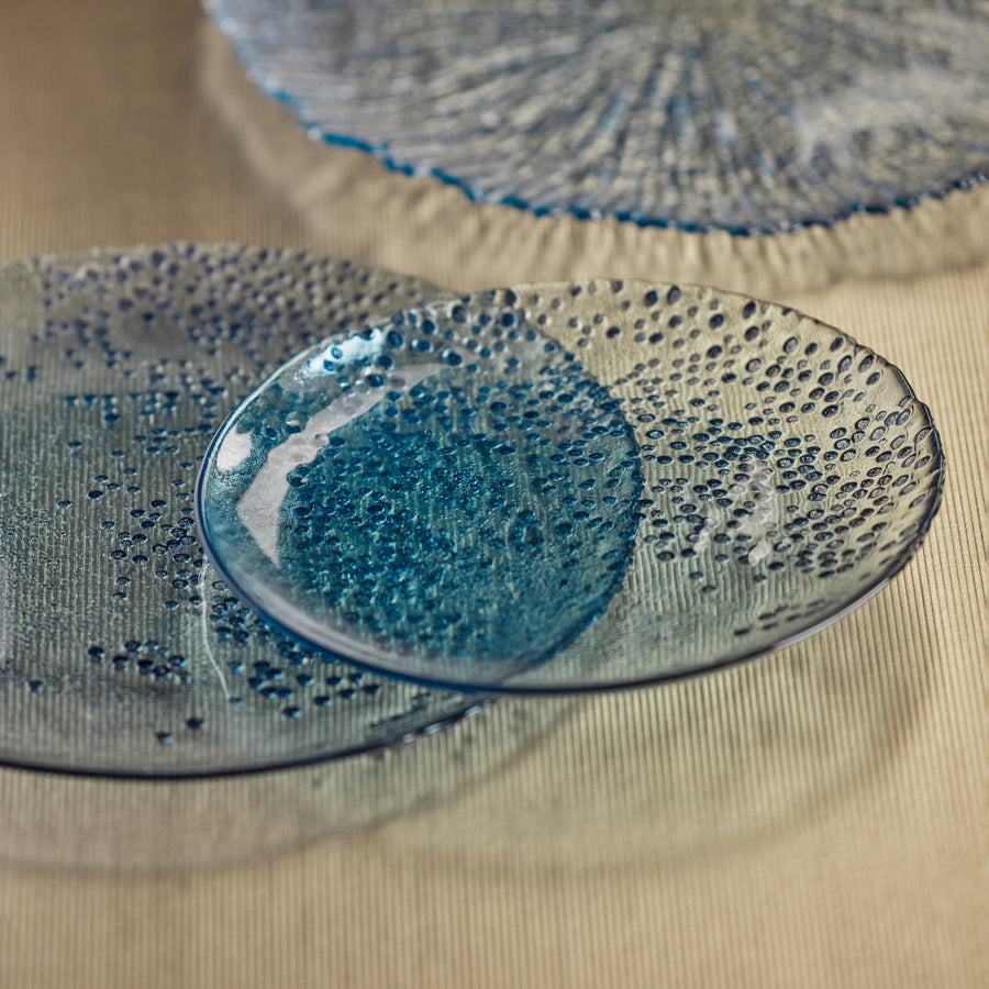 Dotted Glass Plate - Blue