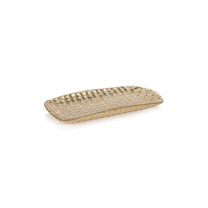 Braided Rectangular Glass Tray - Gold - Trays by Carlyle Avenue