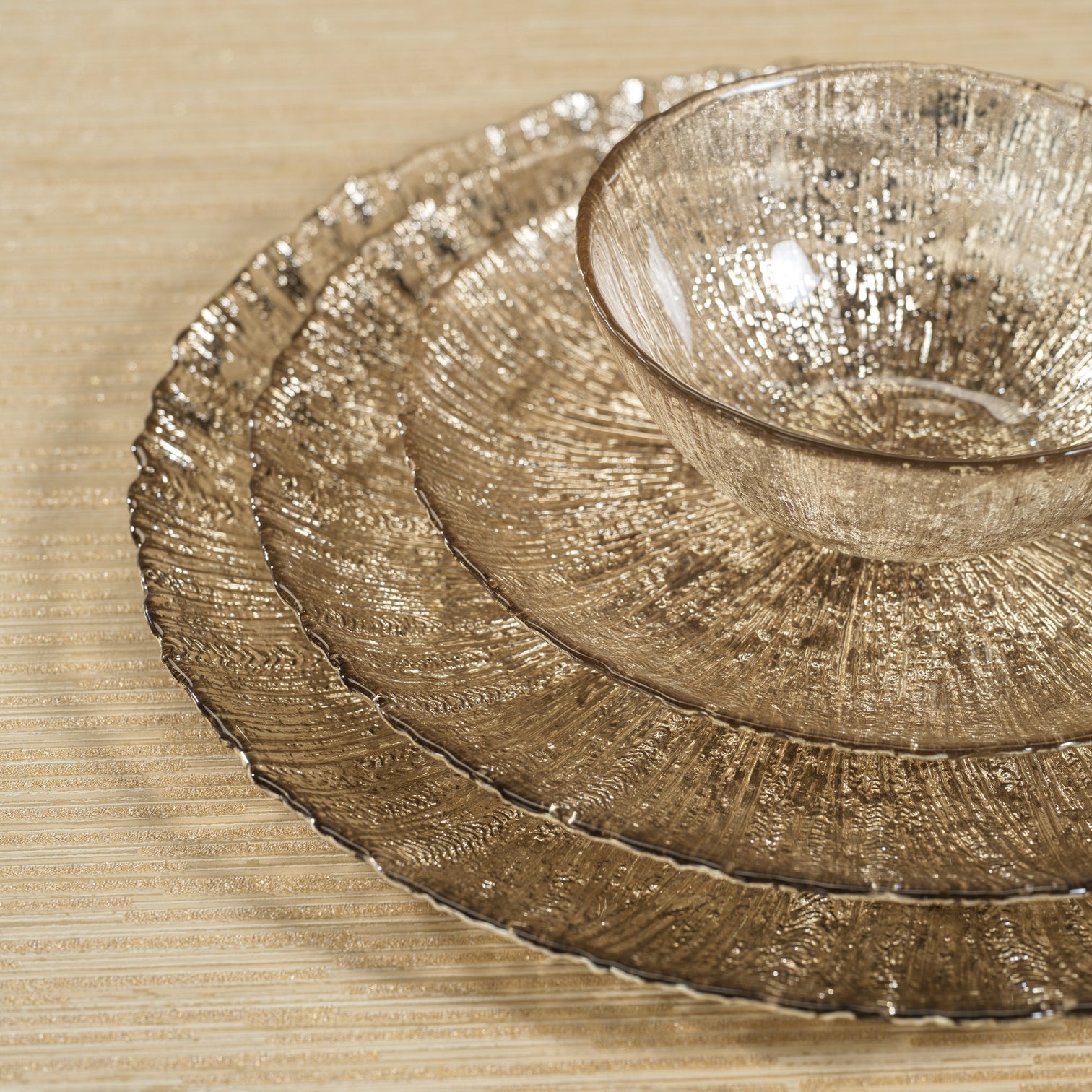 Luminara Fusion Glass Platter - Golden Silver