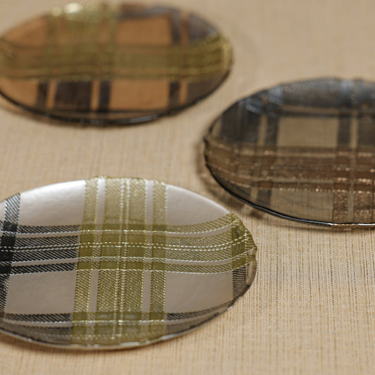 Plaid Dessert Plate - Set of 3 Assorted