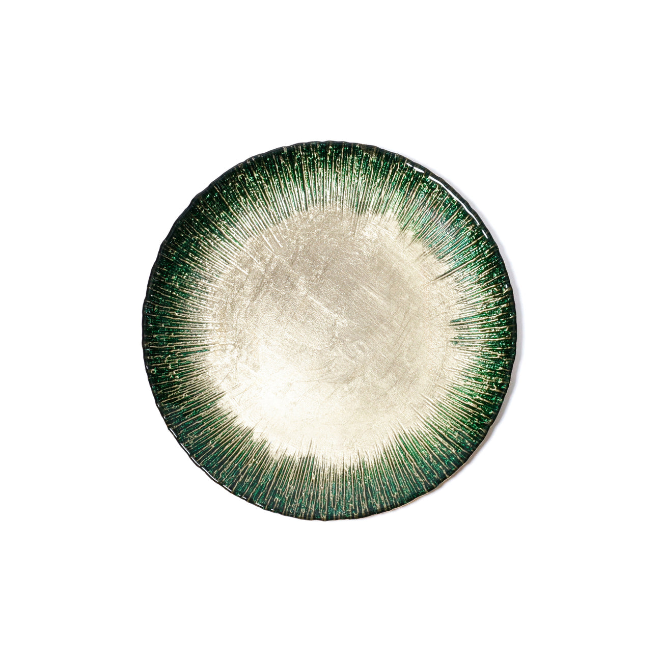 Celestial Rim Glass Dessert Plate - Gold & Green