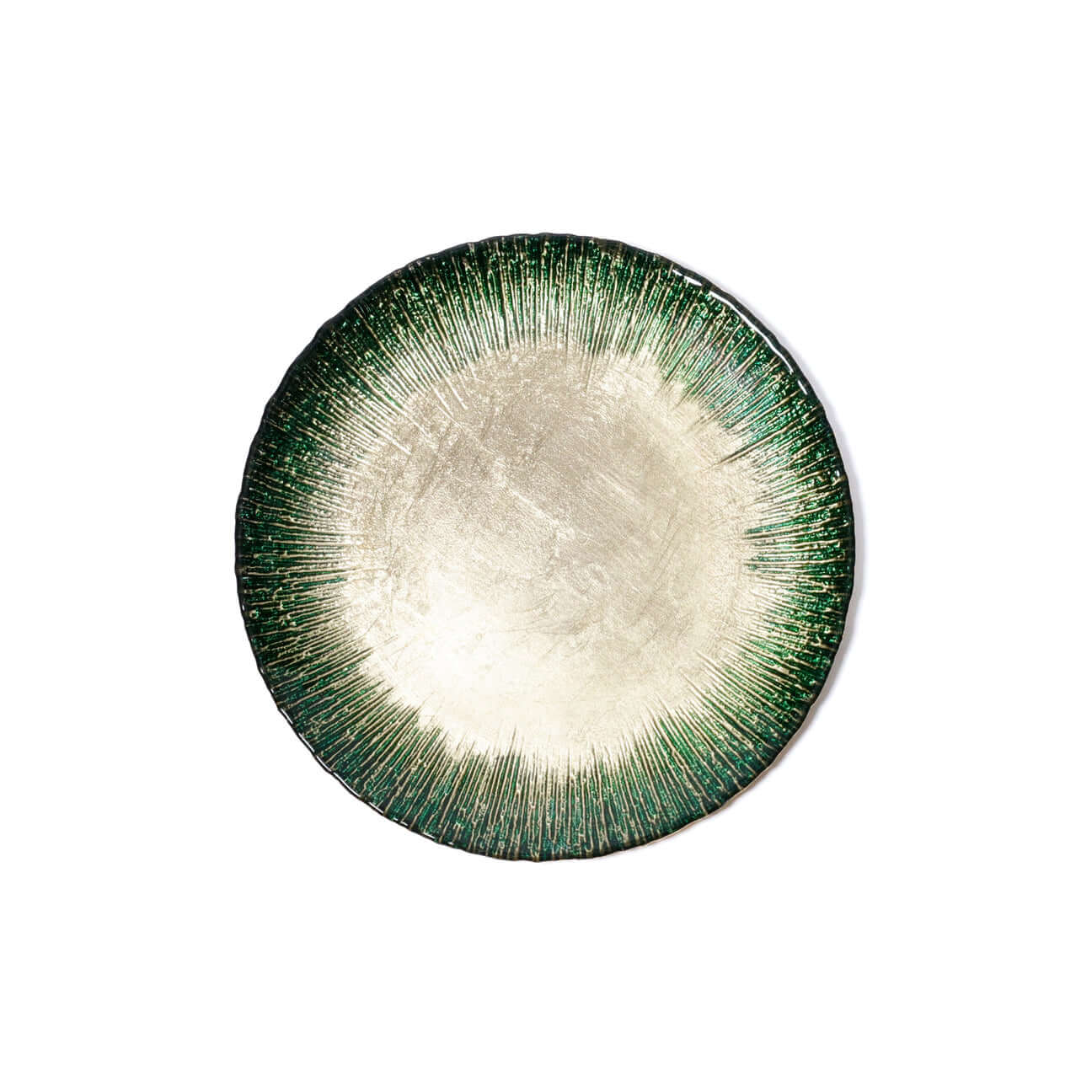 Green Celestial Rim Glass Dessert Plate, Set of 6