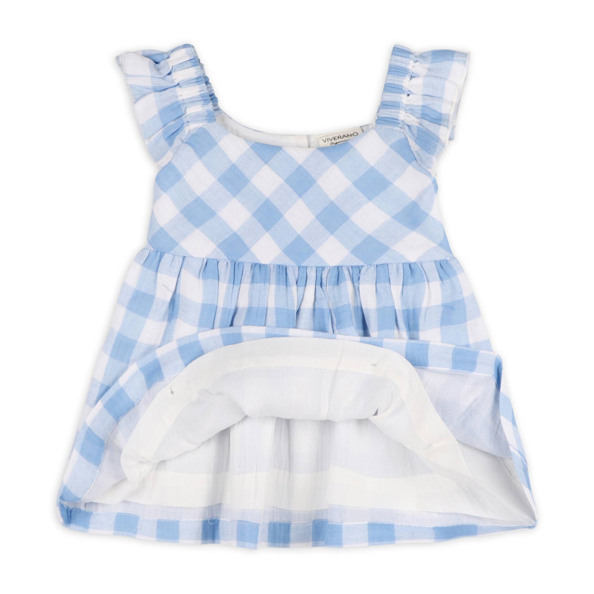 Audrey Arctic Blue Gingham Baby Dress + Bloomer (Organic) Audrey Arctic Blue Gingham Baby Dress + Bloomer (Organic)