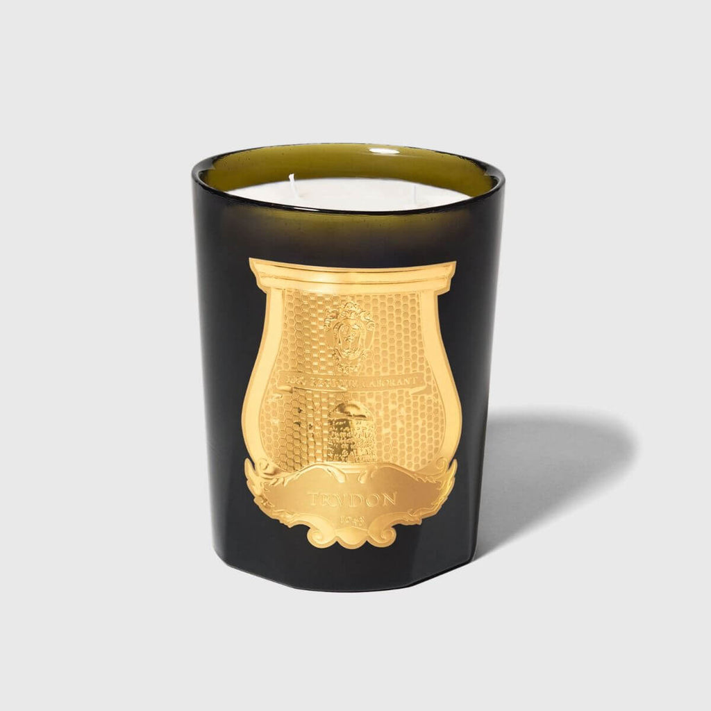 Abd El Kader Intermezzo Candle in a gold and black container with Trudon emblem.