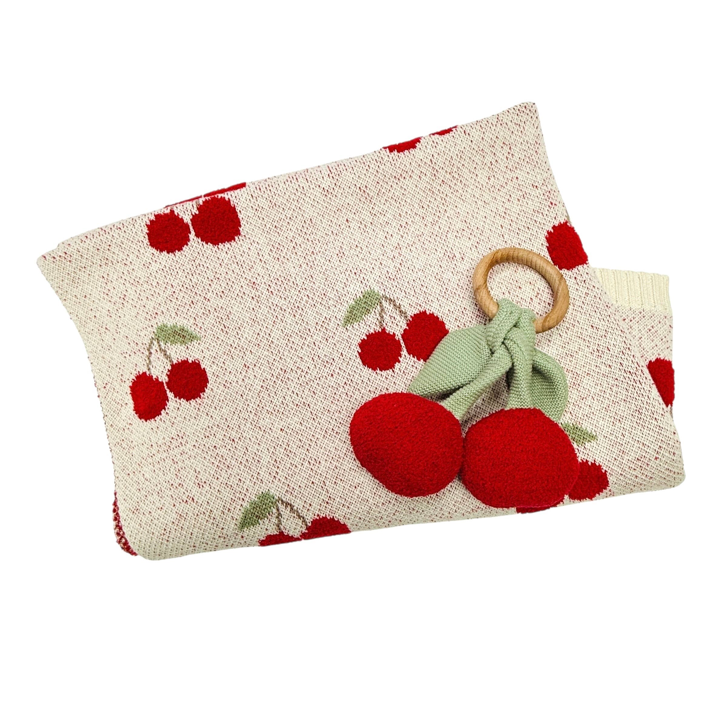 Cherry Orchard Blanket + Ring Gift Set (Organic Cotton)