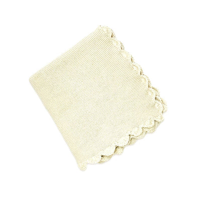 Scallop Edge Classic Knit Baby Blanket + Elephant Rattle SET - Baby Blanket by Carlyle Avenue
