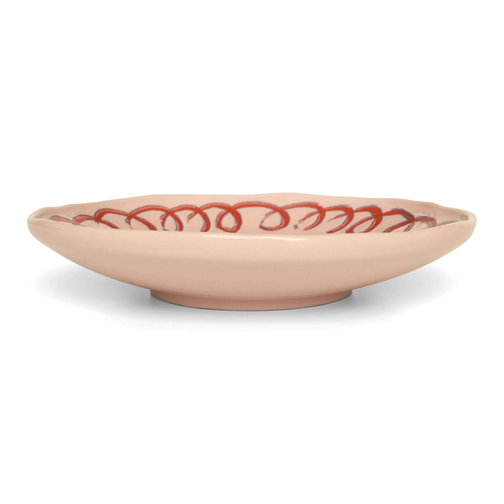 Amalfi Dessert Plate Pink - 9.1" Diameter with decorative rim design showcasing artisan craftsmanship