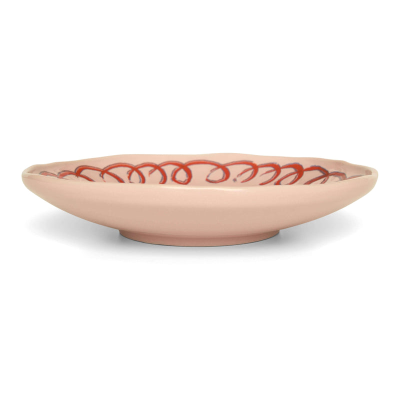 Amalfi Dessert Plate Pink - 9.1" Diameter with decorative rim design showcasing artisan craftsmanship