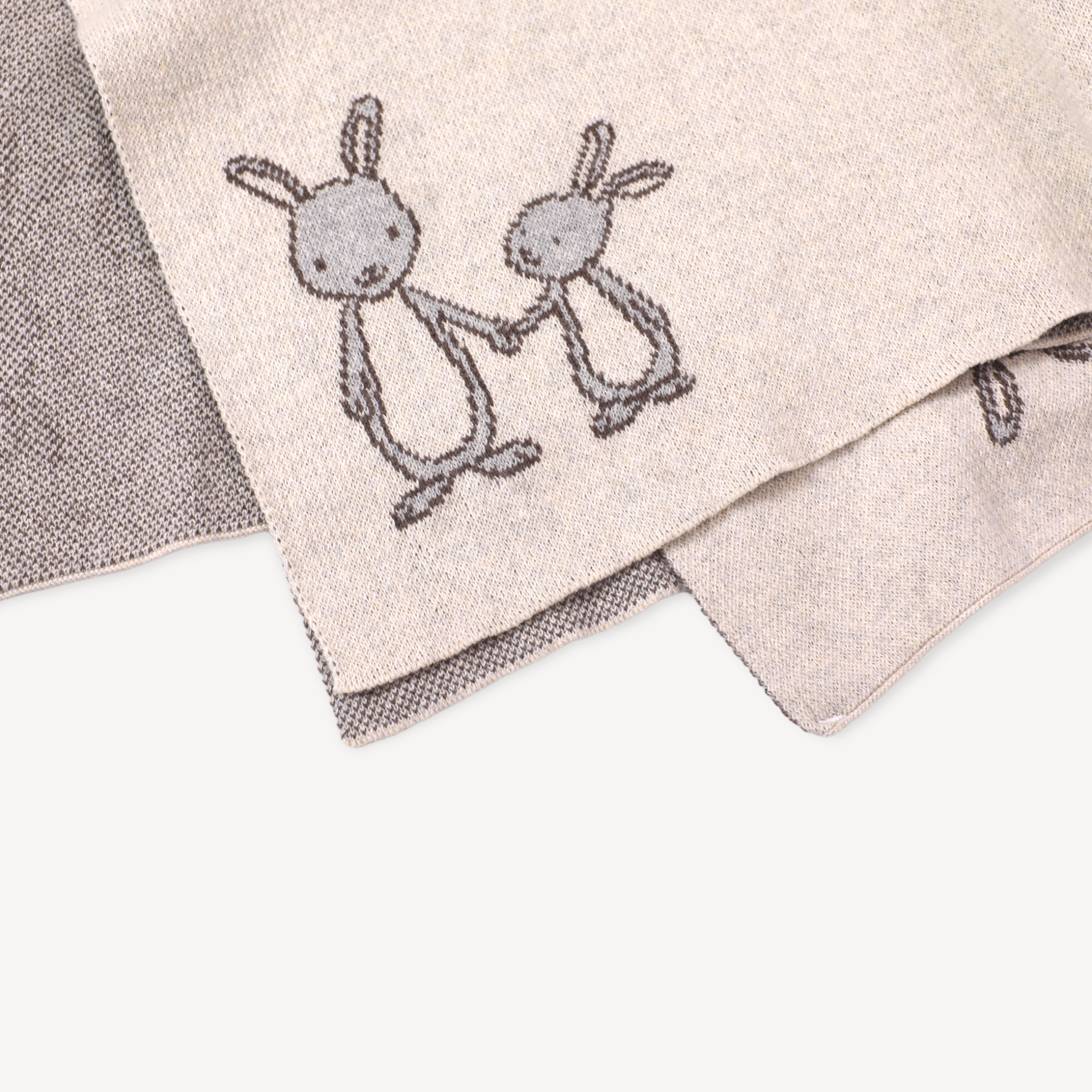 Bunny - Organic Cotton Jacquard Sweater Knit Baby Blanket -  by Carlyle Avenue