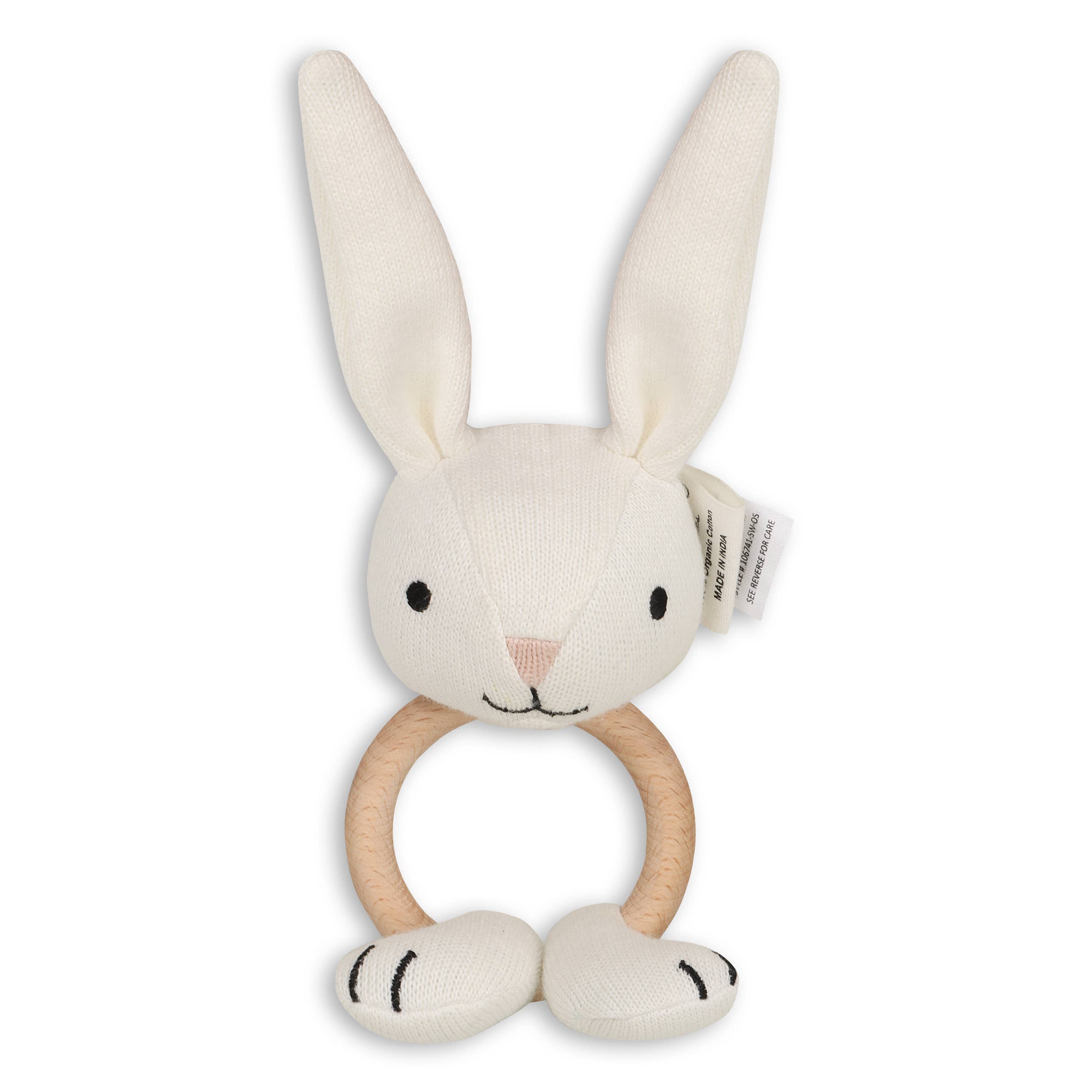Scallop Edge Classic Knit Baby Blanket + Bunny Rattle SET -  by Carlyle Avenue