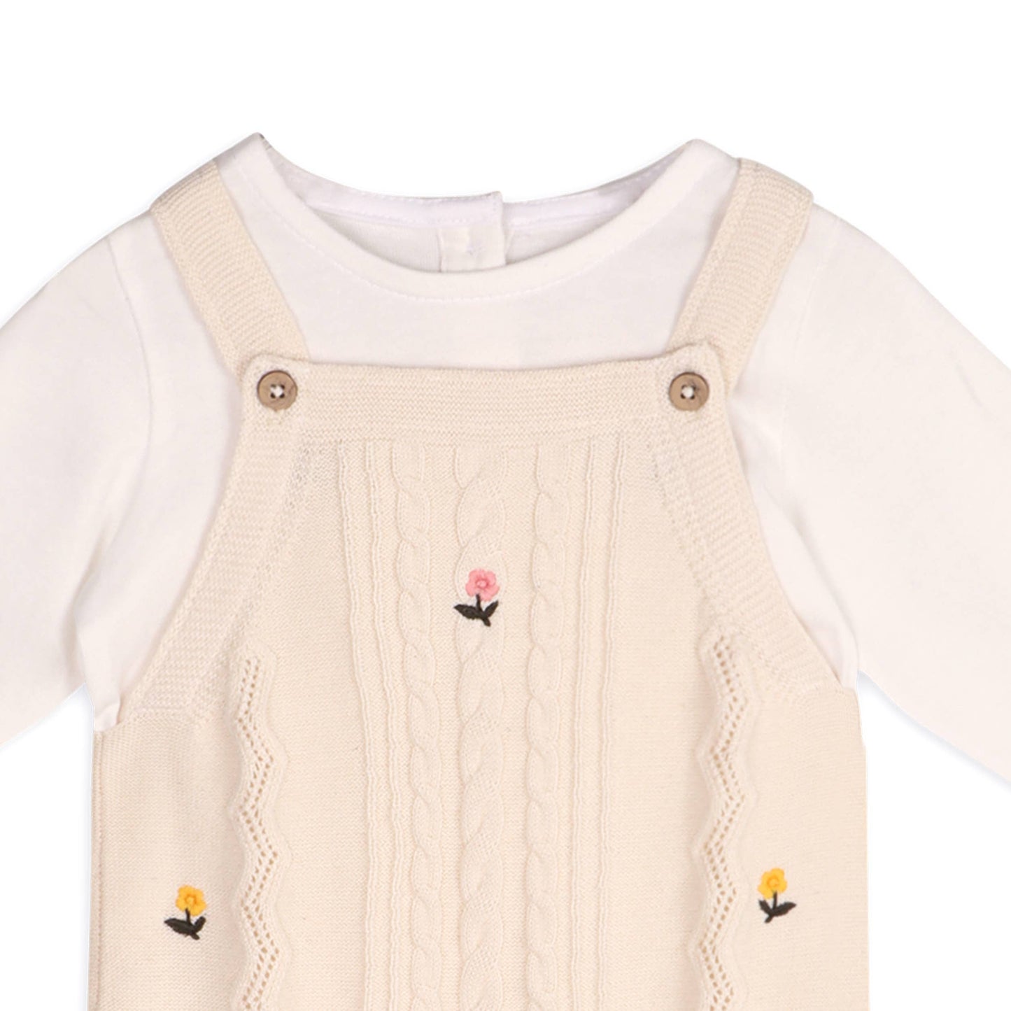 Mini Flowers Cable Knit Baby Overall & Bodysuit (Organic)